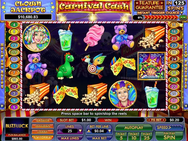 Play Carnival Cash Slot Main Screen Reels