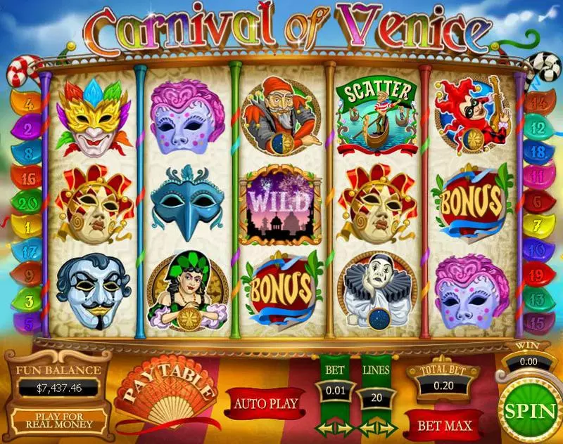 Play Carnival of Venice Slot Main Screen Reels