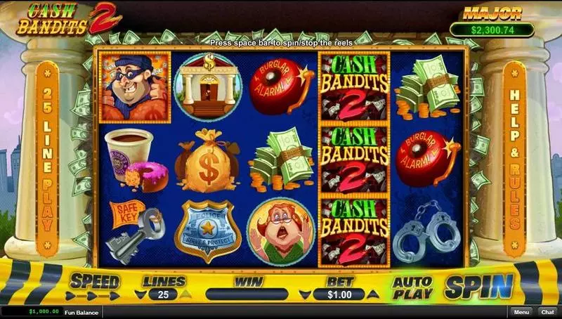 Play Cash Bandit 2 Slot Main Screen Reels