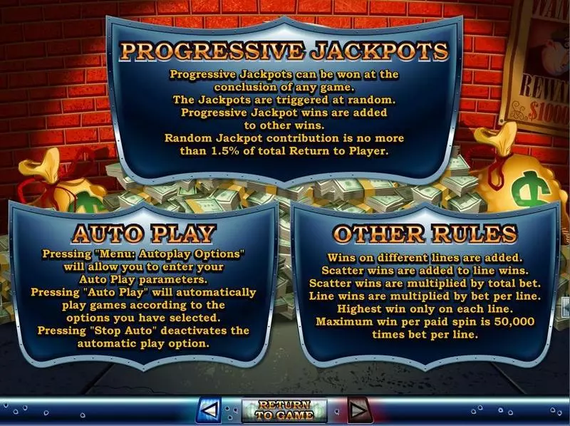 Play Cash Bandits Slot Info and Rules