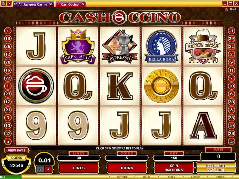Play CashOccino Slot Main Screen Reels