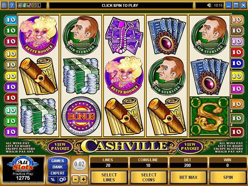 Play Cashville Slot Main Screen Reels