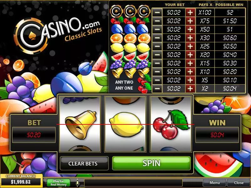 Play Casino.com Classic Slot Main Screen Reels