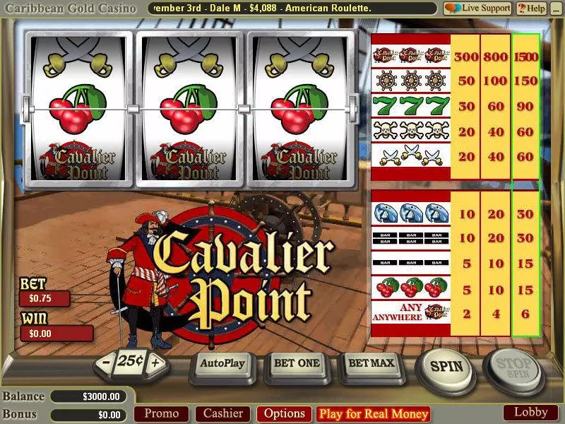 Play Cavalier Point Slot Main Screen Reels