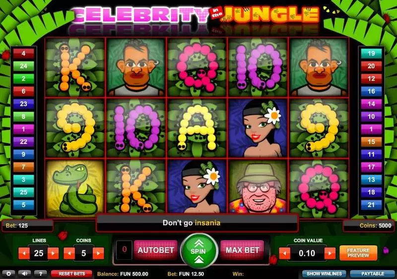 Play Celebrity in the Jungle Slot Main Screen Reels