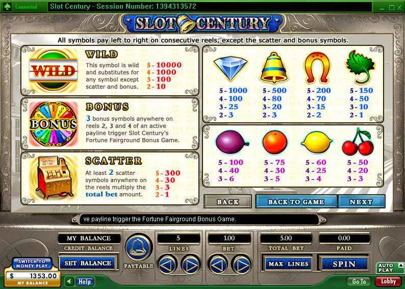 Play Century Slot Info and Rules