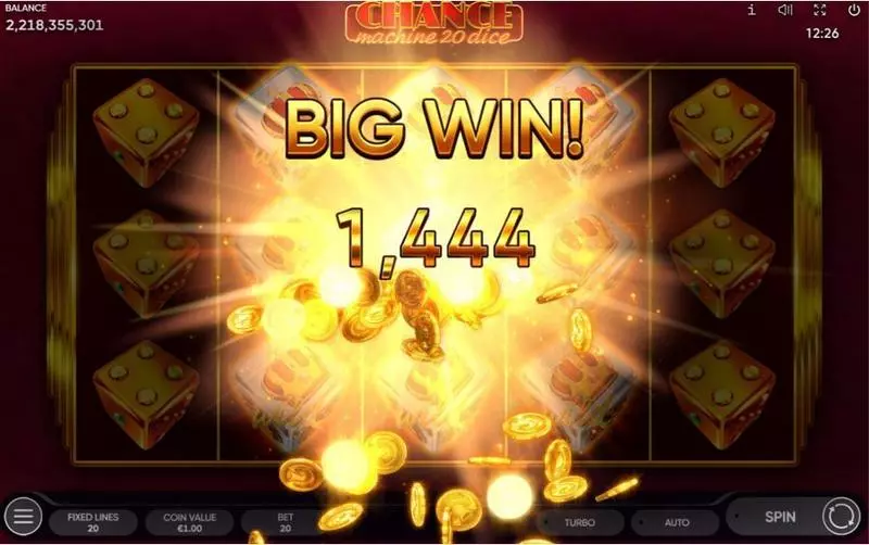 Play Chance Machine 20 Dice Slot Winning Screenshot