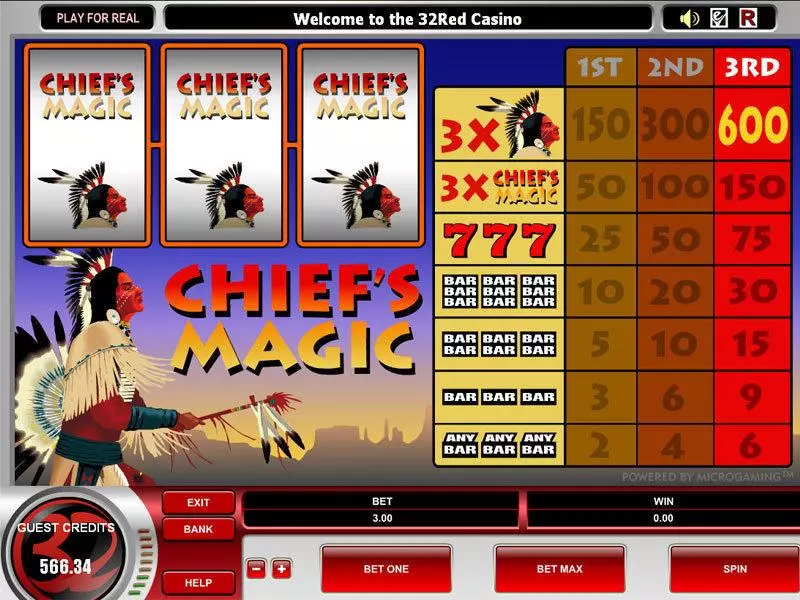 Play Chief's Magic Slot Main Screen Reels