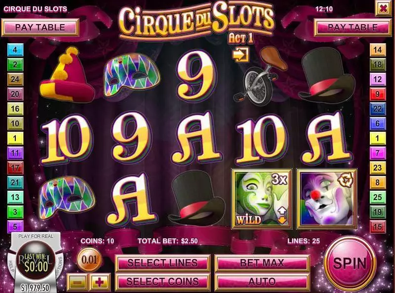Play Cirque du Slots Slot Main Screen Reels