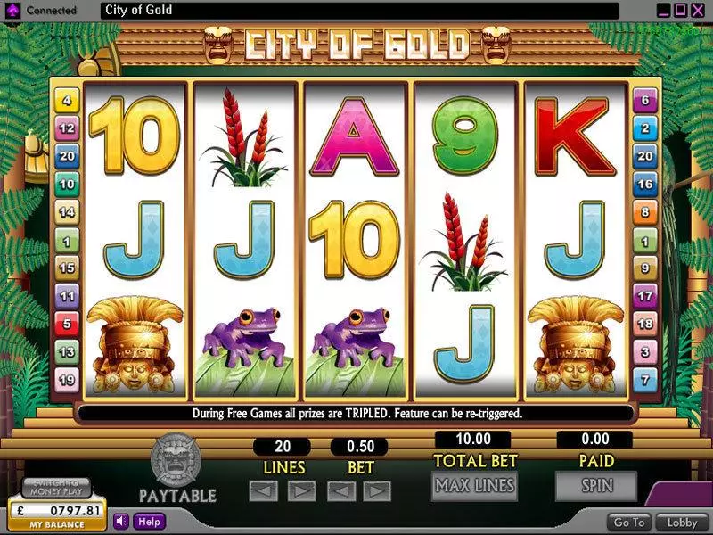 Play City of Gold Slot Main Screen Reels