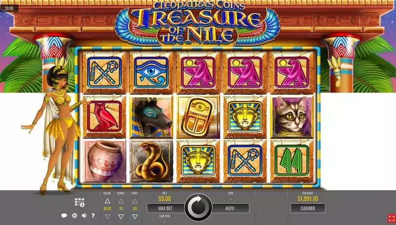 Play Cleopatra’s Coins: Treasure of the Nile Slot Main Screen Reels