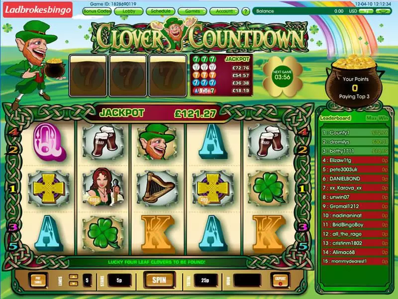Play Clover Countdown Mini Slot Main Screen Reels