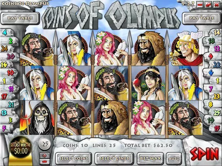 Play Coins of Olympus Slot Main Screen Reels