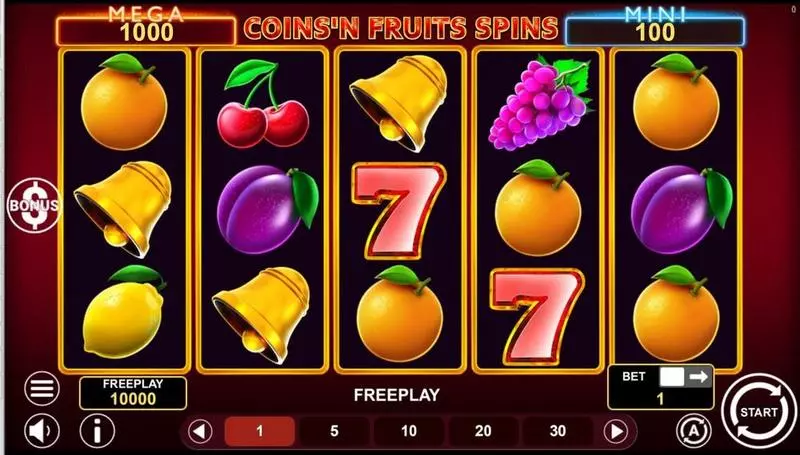 Play COINS'N FRUITS SPINS Slot Main Screen Reels