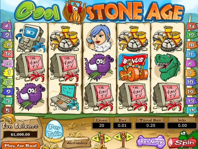 Play Cool Stone Age Slot Main Screen Reels
