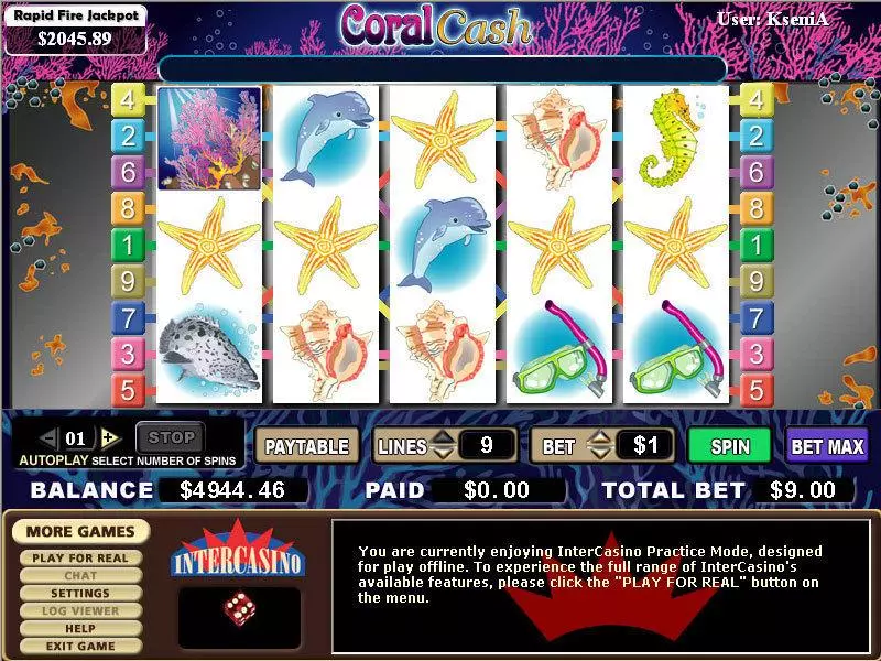 Play Coral Cash Slot Main Screen Reels