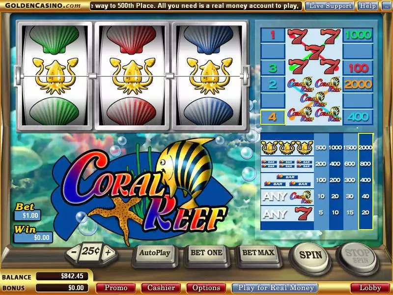 Play Coral Reef Slot Main Screen Reels