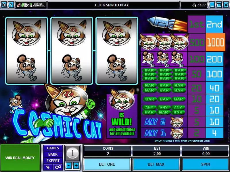 Play Cosmic Cat Slot Main Screen Reels