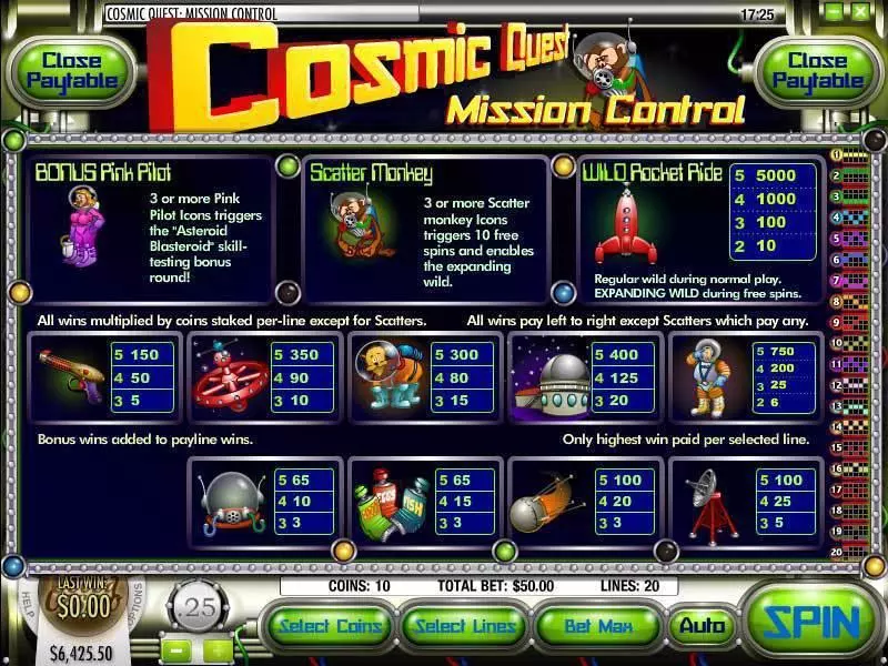 Play Cosmic Quest Episode One Slot Info and Rules