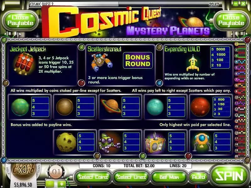 Play Cosmic Quest Episode Two Slot Info and Rules