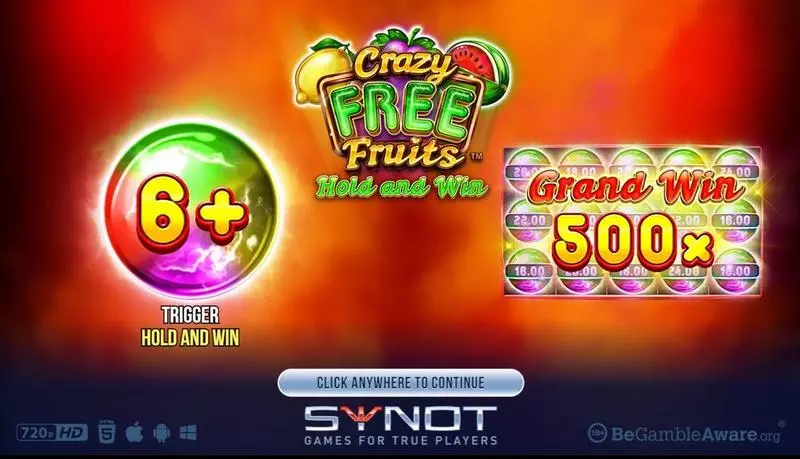Play Crazy Free Fruits Slot Introduction Screen