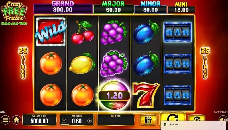 Play Crazy Free Fruits Slot Main Screen Reels