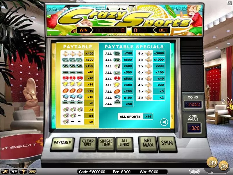 Play Crazy Sports Slot Info and Rules
