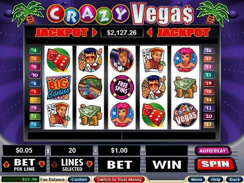 Play Crazy Vegas Slot Main Screen Reels