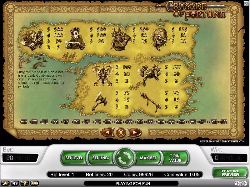 Play Crusaders of Fortune Slot Info and Rules
