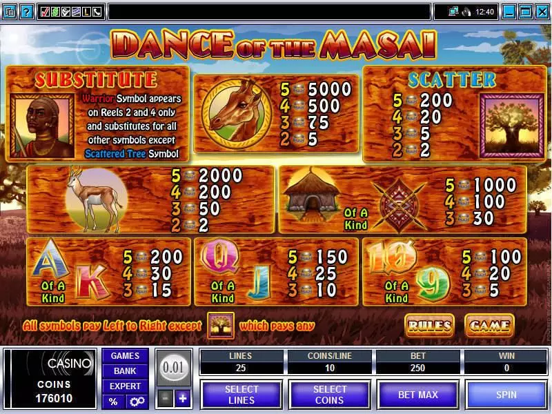 Play Dance of the Masai Slot Info and Rules