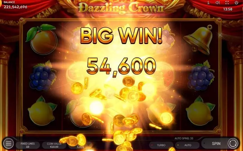 Play Dazzling Crown Slot Winning Screenshot