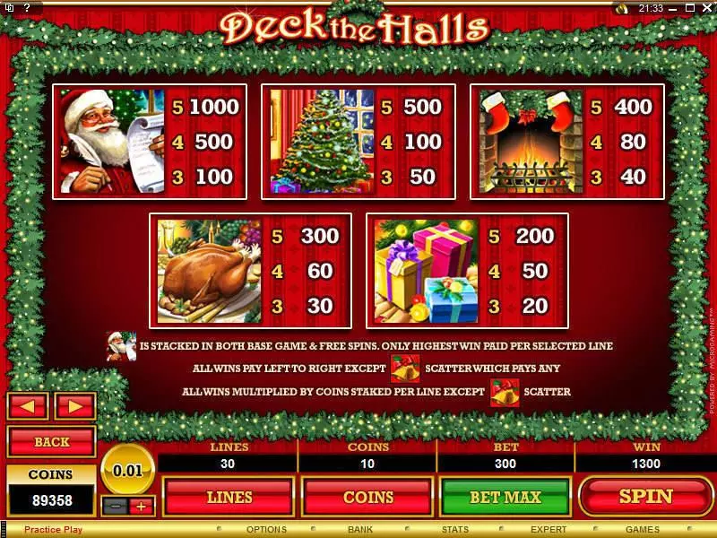 Play Deck the Halls Slot Info and Rules