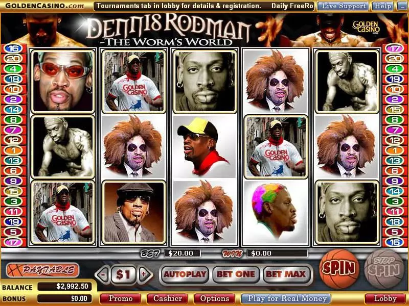 Play Dennis Rodman - The Worm's World Slot Main Screen Reels