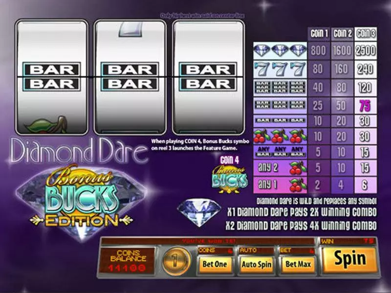 Play Diamond Dare Bucks Edition Slot Main Screen Reels
