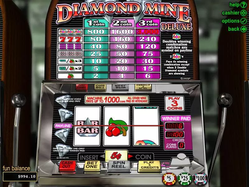 Play Diamond Mine Deluxe Slot Main Screen Reels