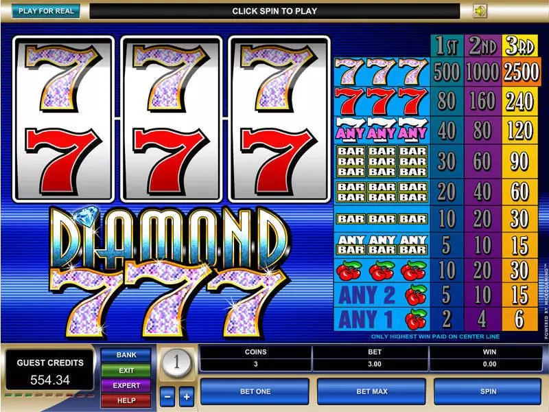 Play Diamond Sevens Slot Main Screen Reels