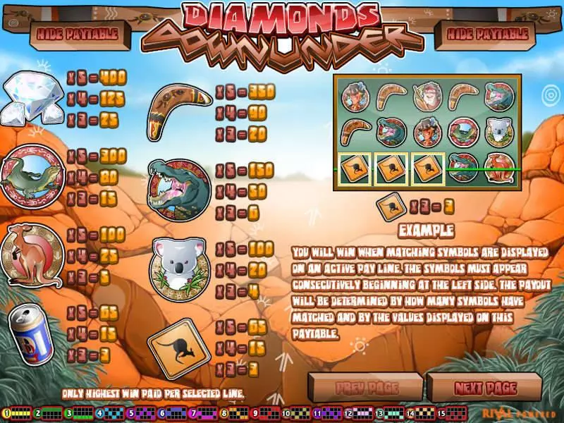 Play Diamonds Downunder Slot Info and Rules