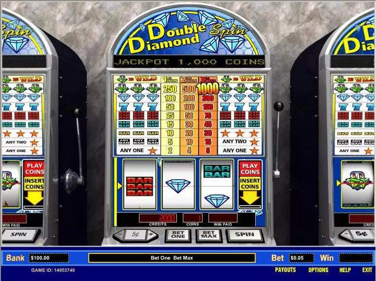 Play Double Diamond Spin 1 Line Slot Main Screen Reels