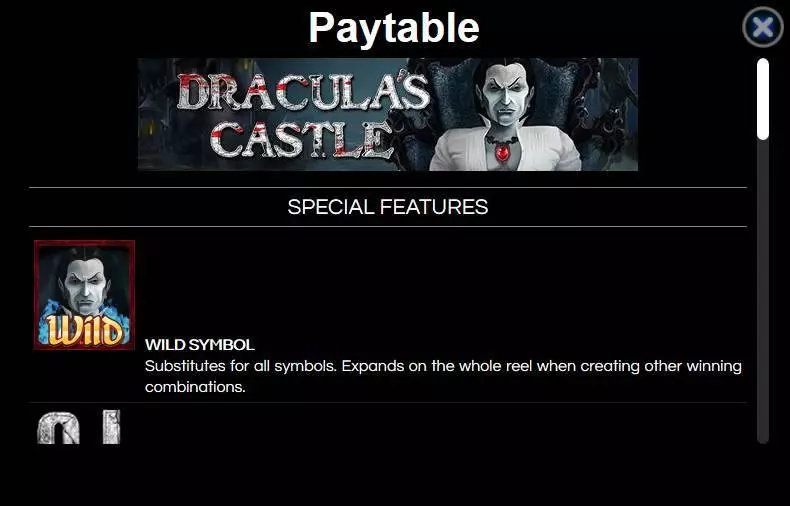 Play Dracula's Castle Slot Paytable