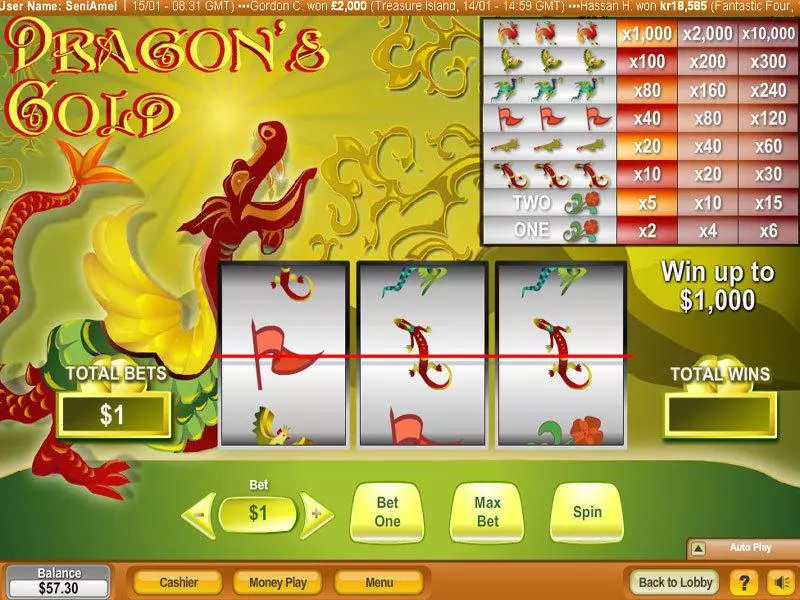 Play Dragon's Gold Slot Main Screen Reels