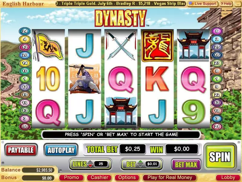Play Dynasty Slot Main Screen Reels