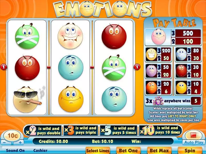 Play Emotions Slot Main Screen Reels