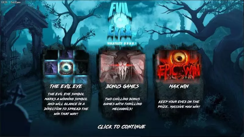 Play Evil Eyes Slot Introduction Screen