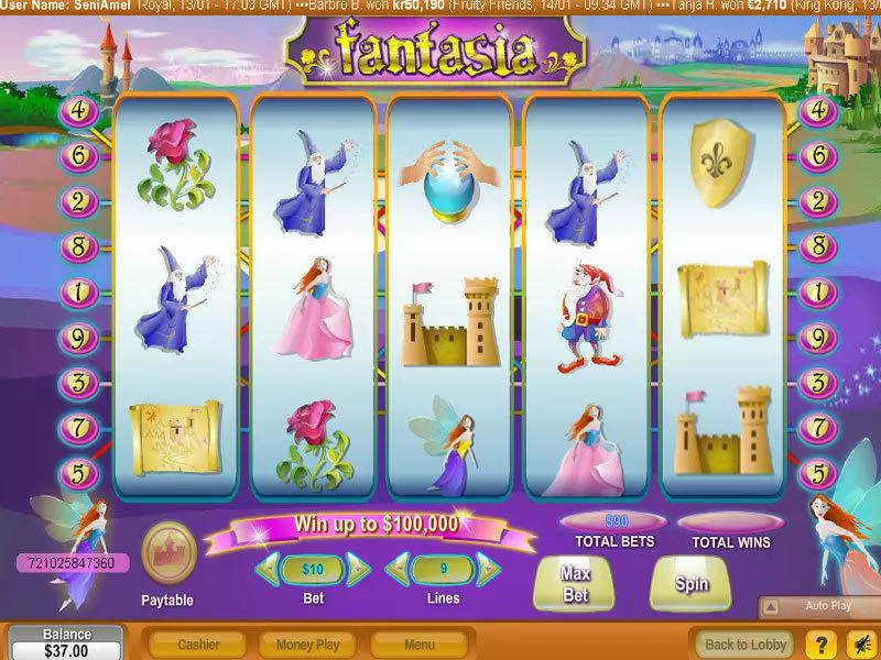 Play Fantasia Slot Main Screen Reels