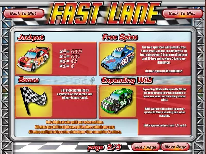 Play Fast Lane Slot Info and Rules