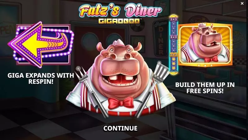 Play Fatz’s Diner GigaBlox Slot Introduction Screen
