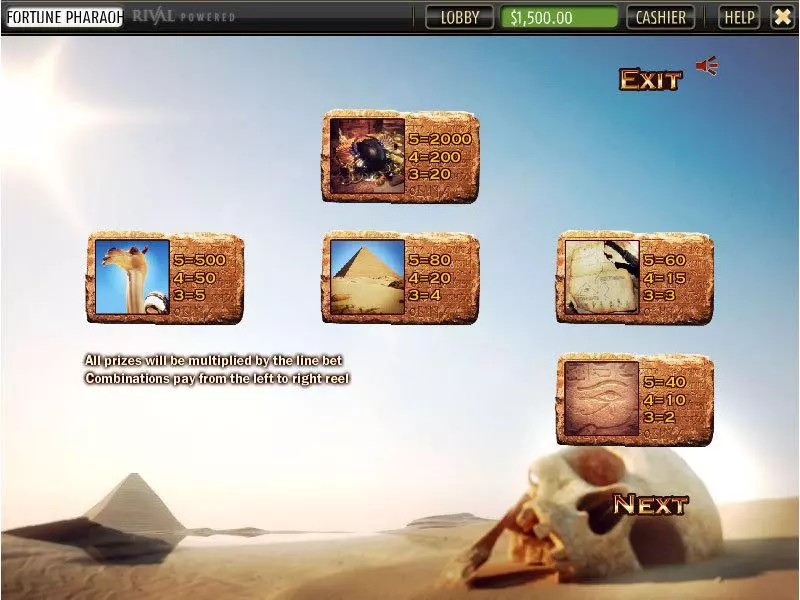 Play Fortune of the Pharaos Slot Info and Rules