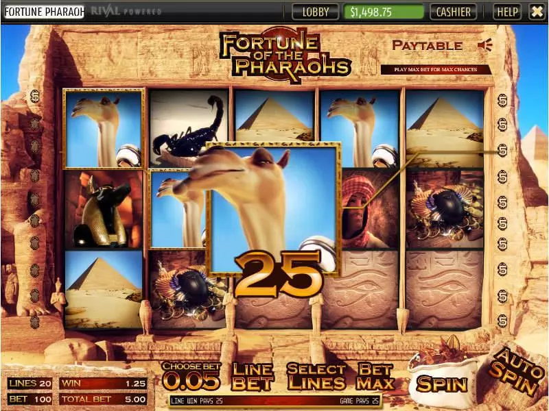 Play Fortune of the Pharaos Slot Main Screen Reels