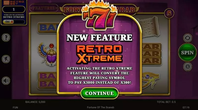 Play Fortune Of The Scarab Slot Introduction Screen