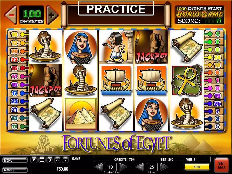 Play Fortunes of Egypt Slot Main Screen Reels